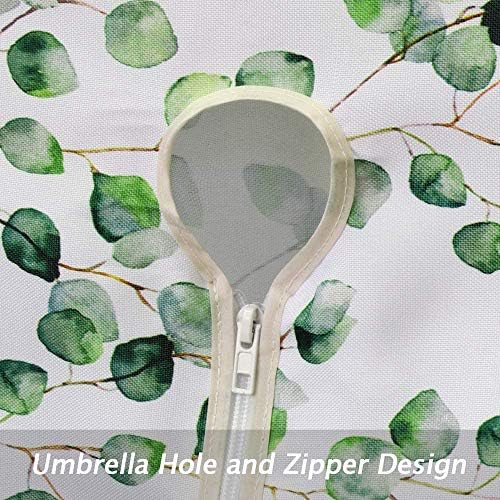 SUQ I OME Outdoor Tablecloth, with Umbrella Hole and Zipper Fence Leaf, 60'' Round - Image 5