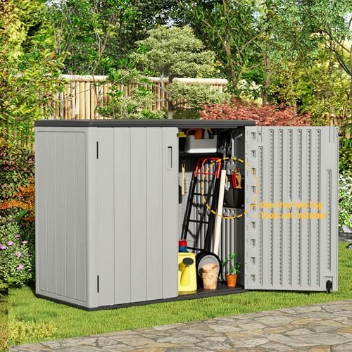 Mrosaa Large Outdoor Storage Box,Resin Sheds&Outdoor Storage Waterproof/Lockable,Outdoor Storage Cabinets for Balcony,Garage,Backyard (37Cu.ft-Pale Grey) - Image 3