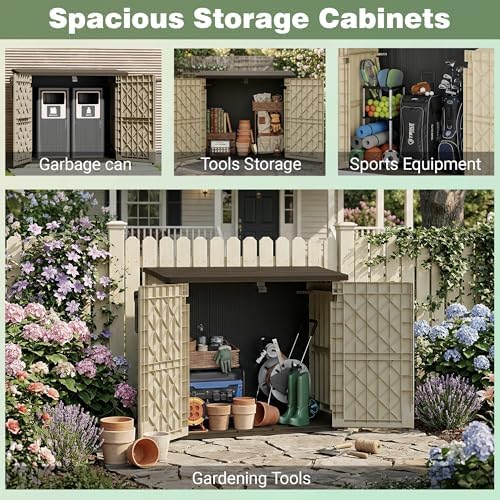 LHBcraft Waterproof Outdoor Storage Box 36 Cu Ft with Lockable Doors,Portable Outdoor Storage Shed,Horizontal Outdoor Storage Cabinet for Garden,Easy to Assemble - Image 6