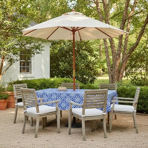EHouseHome Outdoor Indoor 60x84 inch Rectangle Tablecloth with Umbrella Hole and Zipper, Waterproof Patio Table Cloths, Spring/Summer Table Covers for Backyard Circular Table/BBQs/Picnic - Image 3