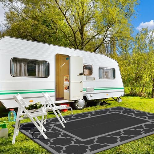 GENIMO Outdoor Rug, Waterproof Plastic Rugs 10'x14' for Camping Blue Gray - Image 2