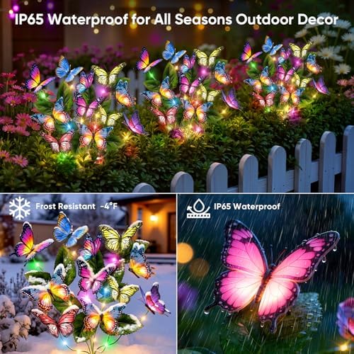 Solar Lights Outdoor Garden Decor: 8 Pack Colorful LEDs Butterfly Lights - Image 6