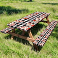 Valentine's Day Picnic Table Cover with Bench Covers, Camping Essentials, Valentines Decor Waterproof Windproof, Fitted Tablecloth Cover with Elastic Edge, Outdoor Table Covers, 3 PCS, 30x72 Inch by Xguatan