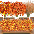 64Pcs Fall Flowers Outdoor Faux Fall Flowers Plants UV Resistant Autumn Artificial Plastic Flowers Greenery Fall Decoration for Outside Home Porch Patio Thanksgiving Decoration by Ruidazon