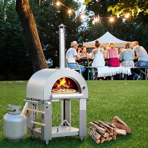 32.5" Dual Fuel Pizza Oven - Wood Fired or Propane Gas Fueled Outdoor Oven - Image 6