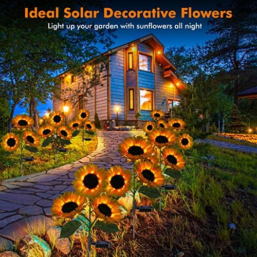 Solar Sunflower Lights Flowers Outdoor Waterproof for Yard Garden Cemetery - Image 3