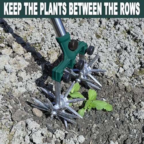 BARAYSTUS Rotary Cultivator Garden Rotary Tiller Adjustable Stainless Steel Poles Hand Tiller for Soil Mixing or Reseeding Grass Lawn Tiller Total Length 57 Inch - Image 4