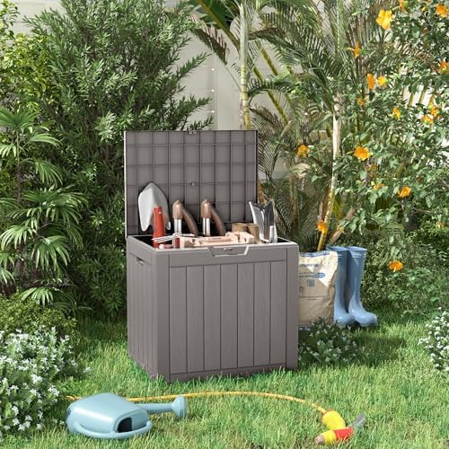 30 Gallon Waterproof Outdoor Storage Box,Resin Deck Box,Lockable Outside Storage Box Container for Patio Furniure,Garden Tools (30 Gallon,Grey) - Image 7