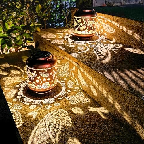Butterfly Solar Lanterns Outdoor Waterproof Hanging Solar Lights Butterfly Gifts for Women Men Metal Decorative LED Butterflies Lanterns for Yard, Patio, Lawn, Tabletop, Landscape Pathway Garden Decor - Image 5