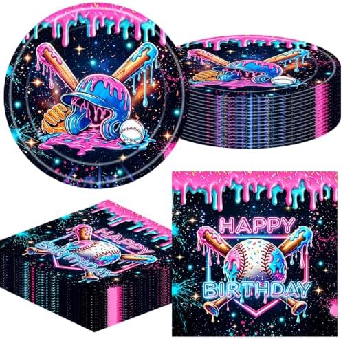 40Pcs Ice Cream Drip Baseball Party Decorations Supplies by Actoridae