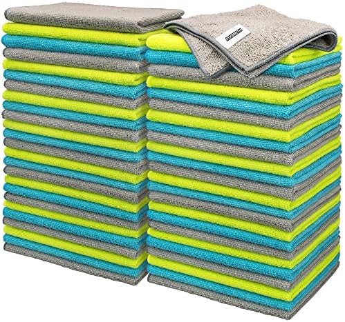 FIXSMITH Microfiber Cleaning Cloth - Pack of 50, Microfiber Towels for Cars 16 x 12 in, Highly Absorbent Cleaning Rags, Lint-Free, Streak-Free Cleaning Cloths for Car Kitchen Home Office by FIXSMITH