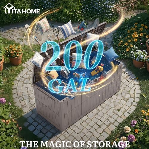 YITAHOME 200 Gallon Large Outdoor Storage Box XL Resin Deck Box with Lock - Image 2