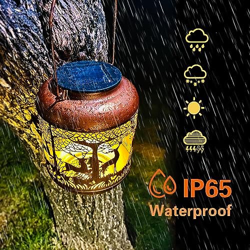 Deer Solar Lanterns Outdoor Waterproof Hanging Solar Lights Deer Gifts for Women Men Metal Decorative LED Lanterns for Yard,Patio,Lawn,Tabletop,Pathway,Landscape,Garden Decor - Image 4