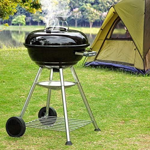 BEAU JARDIN Premium 18 Inch Charcoal Grill for Outdoor Cooking Barbecue Camping BBQ Coal Kettle Grill Tailgating Portable Heavy Duty Round with Thickened Grilling Bowl with Wheels - Image 6