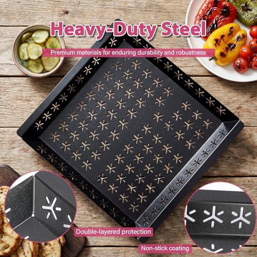 Vegetable Grill Basket for Outdoor Grill - 15.8"*15.8"Extra Large XXL Heavy-Duty Veggie Grilling Basket, Square, Non-stick Enamel Coating, Grilling Accessories for Grills and Vegetables - Image 3