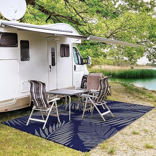 GENIMO Outdoor Rug, Waterproof Plastic Rugs for Patio, 9'x12' Blue Grey - Image 5