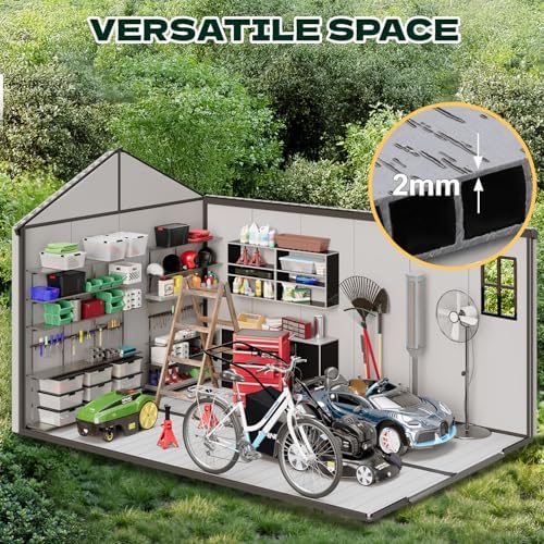 8 x 12 FT Resin Outdoor Storage Shed with Floor, Plastic Garden Shed - Image 4
