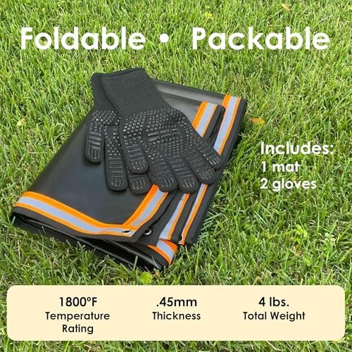 Fire Pit Mat & Grill Pad, 67x60 XL Deck Protector for Patio, BBQ, Grass - Image 5