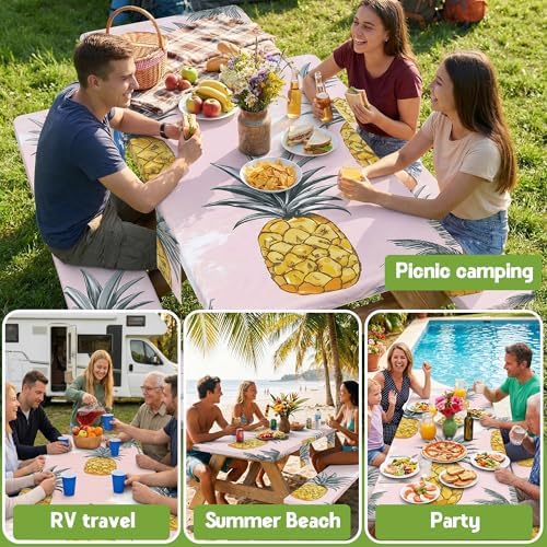 Picnic Table Cover with Bench Covers Elastic Tablecloth Camping Essentials Gear Table Cloth Outdoor Glamping Cool Fun Unique Ideas Birthday Camping Gifts for Mother Mama Mommy Mom from Daughter Son - Image 6