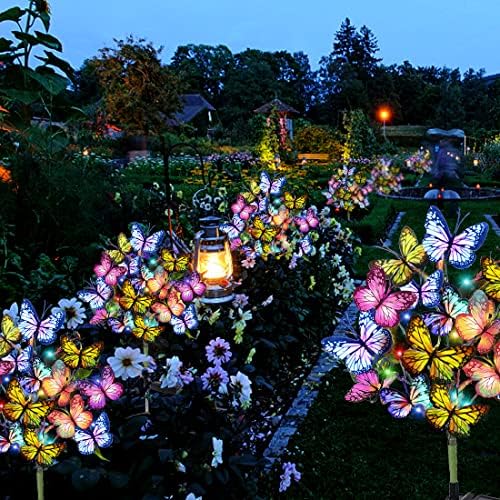 Adecorty Solar Garden Lights Solar Lights Outdoor Waterproof Decorative 4 Pack with 88 LED 68 Butterfly Solar Lights for Garden Yard Decor Christmas Decorations, Gifts for Mother's Day Mom - Image 6