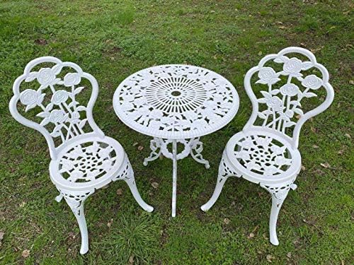 C/G 3-Piece Bistro Set - Outdoor Patio Table Set, Anti-Rust Cast Aluminum, White - Image 6