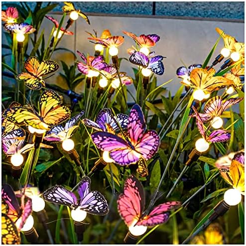 TONULAX Solar Garden Lights - 4 Pack Swaying Butterfly Light, Swaying in The Wind, Solar Outdoor Lights, Yard Patio Pathway Decoration, High Flexibility Iron Wire & Realistic Butterflies by TONULAX