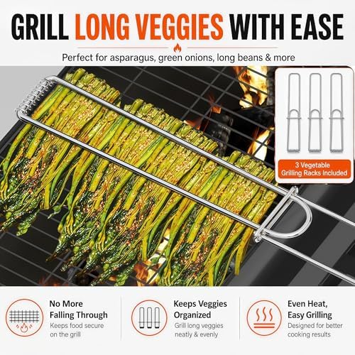 8-Piece BBQ Grill Basket Set - Stainless Steel Vegetable Grilling Basket with Detachable Handle & Lid, Portable Fish Grilling Basket & Meat Roaster, Grilling Gifts for Men Dad - Image 7