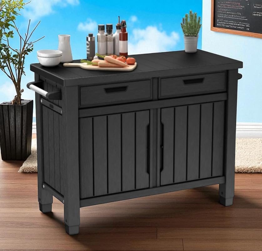 Outdoor Storage Cabinet with Drawers, Entertainment Buffet Table, Graphite Gray, 49.4" W x 35.4" H x 25.3" D - Image 7
