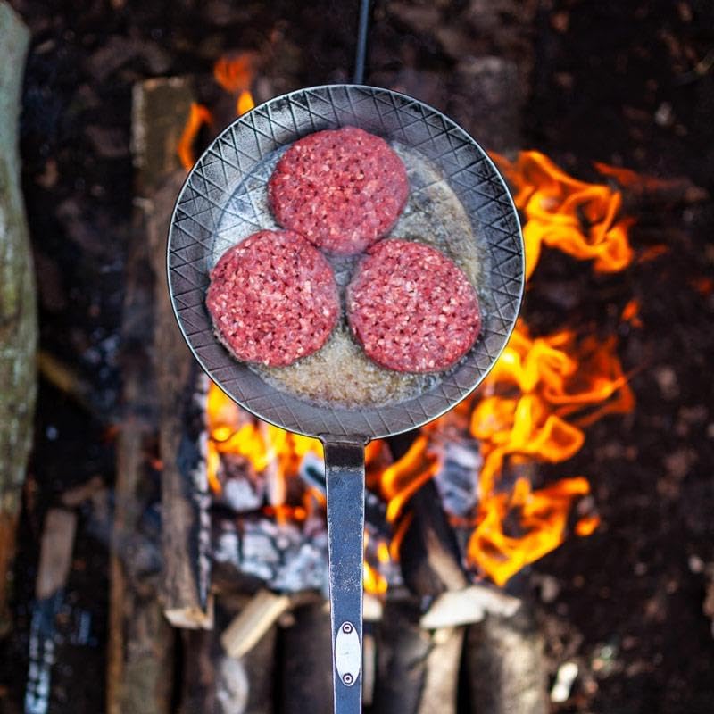 Petromax Wrought Iron Skillet, Long Handle Pan Conducts Heat Evenly, Indoor/Outdoor Camping Cookware for Campfire or Home Kitchen Use, Stove to Table Serveware - Image 4