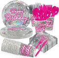 168 Pcs Hot Pink Disco Theme Party Decorations Serves 24 by Greencian