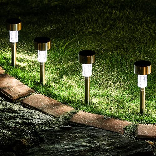 GIGALUMI 16 Pack Solar Lights Outdoor Waterproof, Stainless Steel - Image 2