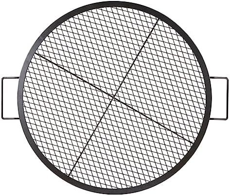 VEVOR X-Marks Fire Pit Grill Grate, Round Cooking Grate, Heavy Duty Steel Campfire BBQ Grill Grid with Handle and Support X Wire, Portable Camping Cookware for Outside Party & Gathering, 30 Inch Black by VEVOR