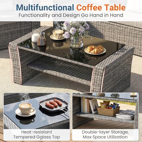 Wisteria Lane 4 Piece Outdoor Wicker Patio Furniture Set for All Weather - Image 6