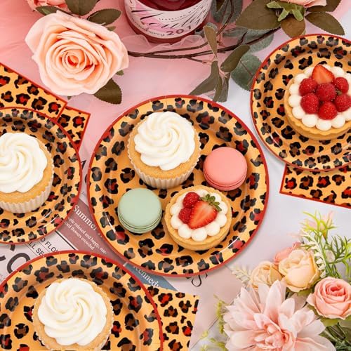 180pcs Red Cheetah Print Plates and Napkins Party Supplies,Serves 60 - Image 4