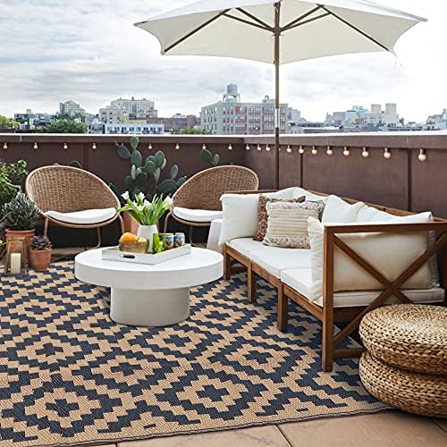 SAND MINE Reversible Mats, Plastic Straw Rug, Modern Area Rug, Large Floor Mat and Rug for Outdoors, RV, Patio, Backyard, Deck, Picnic, Beach, Trailer, Camping, Black & Brown, 5' x 8' - Image 5