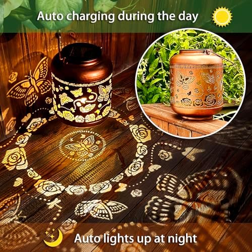 Butterfly Solar Lanterns Outdoor Waterproof Hanging Solar Lights Butterfly Gifts for Women Men Metal Decorative LED Butterflies Lanterns for Yard, Patio, Lawn, Tabletop, Landscape Pathway Garden Decor - Image 4