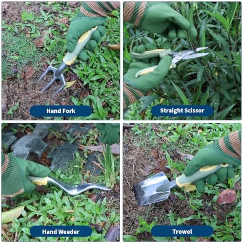 Green Garden Tools Set 12-Piece, Gardening Gifts for Women Men - Image 4
