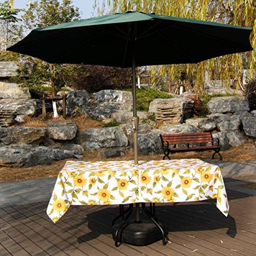 EHouseHome Outdoor Indoor 60x84 inch Rectangle Tablecloth with Umbrella Hole and Zipper, Waterproof Zippered Patio Table Cloths, Spring/Summer Table Covers for Backyard Circular Table/BBQs/Picnic - Image 2