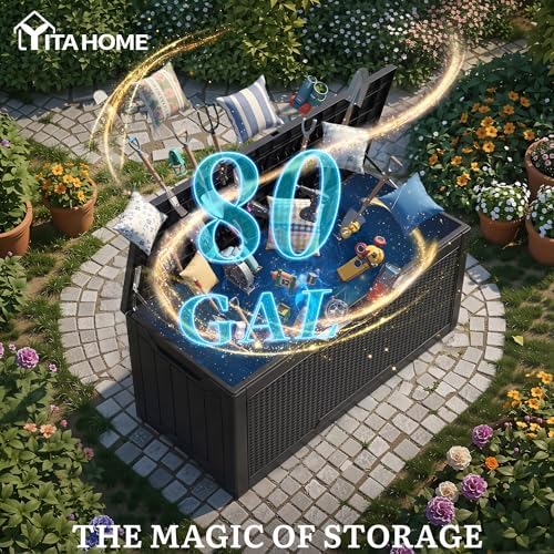 YITAHOME 80 Gallon Outdoor Storage Box w/Silver Decorative Trim,Waterproof - Image 2