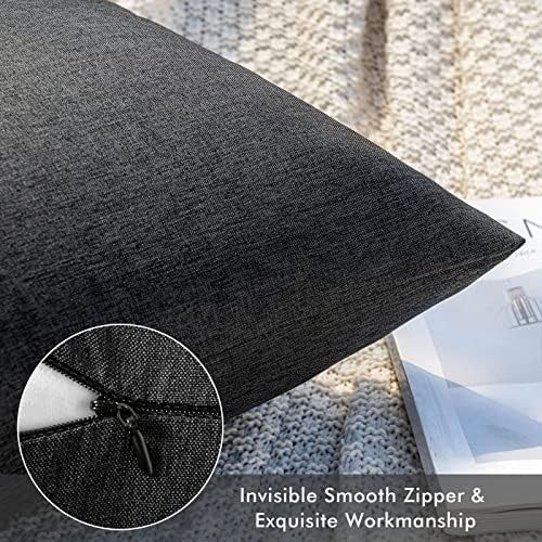 MIULEE Decorative Outdoor Pillow Covers Lumbar Waterproof 12x20 Black - Image 4