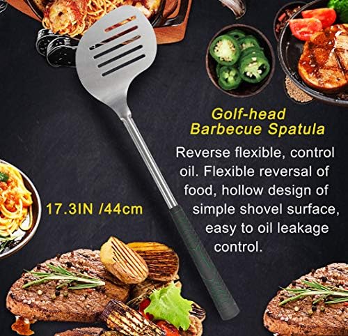 POLIGO 7PCS Golf-Club Style BBQ Tool Set Grilling Tools with Rubber Handle - Stainless Steel Grill Accessories for Outdoor Grill Set Premium Grill Utensils Set Fathers Day Birthday Gifts for Men Black - Image 4