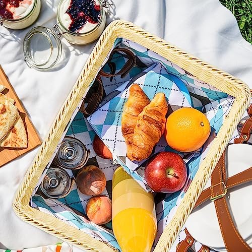 GNIEMCKIN 3 PCS 16 Inch Wicker Bread Basket, Woven Serving Basket for Restaurant, Bakery, Family Party, Hotel, Fruits, Vegetables and Snacks - Cream - Image 5