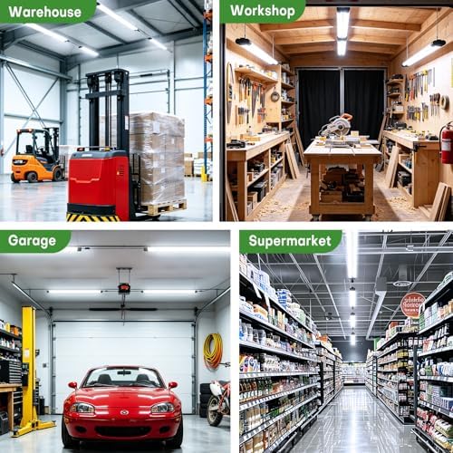 T5 LED Shop Light, 4FT 4500LM Garage Lighting, 45W (150W Equivalent), 6500K Linkable Integrated Light Fixture with ON/OFF Switch, Hanging or Ceiling Mount Bright White Light for Workshop (4 Pack) - Image 6