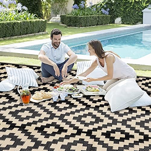 SAND MINE Waterproof Outdoor Rug 9x12 ft, Plastic Reversible Rug, Modern Area Rug, Large Floor Mat for Outdoors, RV, Patio, Backyard, Deck, Picnic, Beach, Camping - Image 6