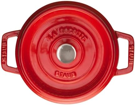STAUB Cast Iron Roaster/Cocotte, Round, 20 cm, 2.24 L, Cherry Red - Image 2