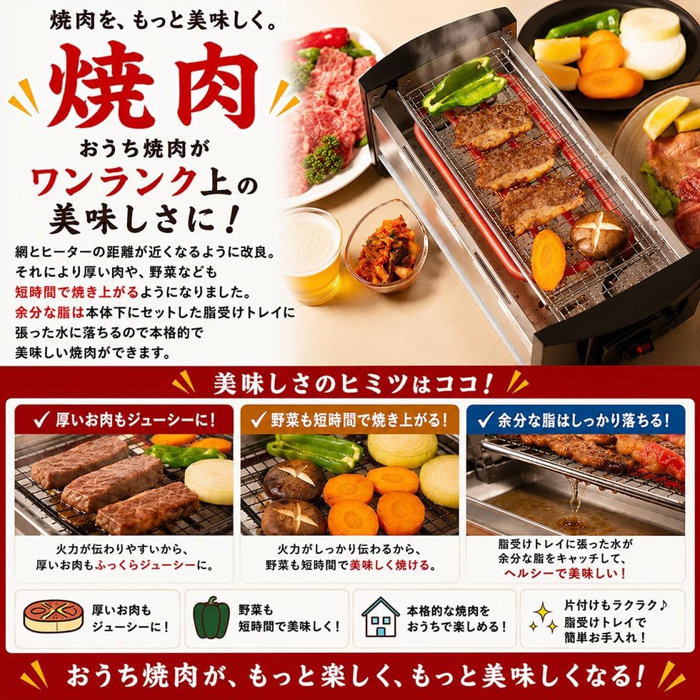 Yatai Yokotyo Myt-800 29873 Electric 3way Plate Yakitori & Takoyaki & BBQ By Kakuse - Image 6
