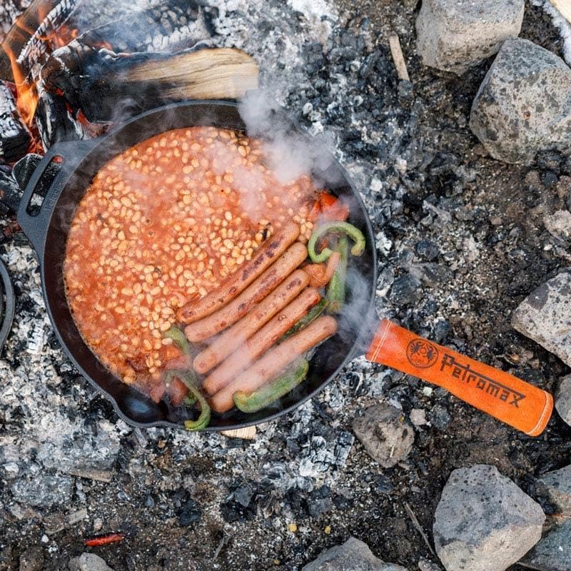 Petromax Cast Iron Fire Skillet for Kitchen or Camping, Pre-Seasoned Cookware for Campfire or Home Oven and Stove, Conducts Heat Evenly, Long Handle, 14" - Image 2