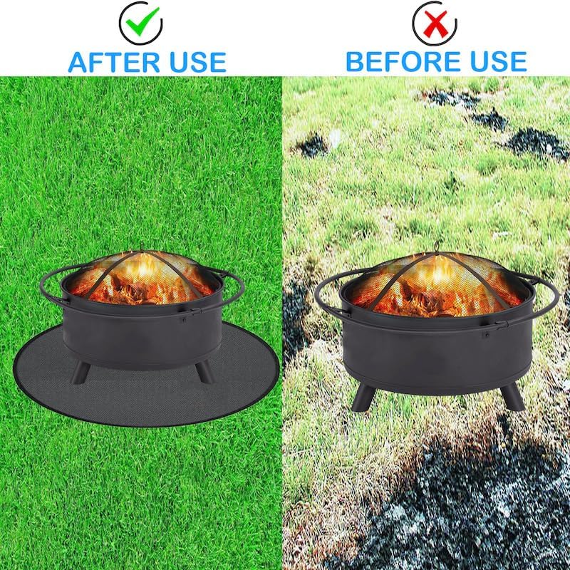 36" Round Fire Pit Mat, Under Grill Mat & Fireproof Mat Fire Pit Pad, Heat-Resistant Fireproof Mat for Outdoor Smoking and Camping, Protect The Deck, Patio, Lawn from Exploding Embers - Image 2