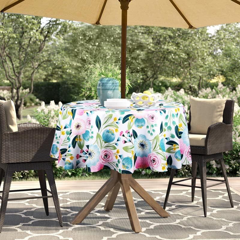 EHouseHome Outdoor Indoor 60inch Round Tablecloth with Umbrella Hole and Zipper, Waterproof Zippered Patio Cloths, Spring/Summer Table Covers for Backyard Circular Table/BBQs/Picnic - Image 4