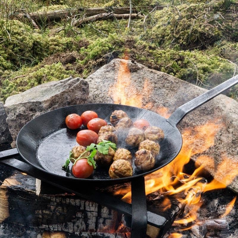 Petromax Wrought Iron Skillet, Long Handle Pan Conducts Heat Evenly, Indoor/Outdoor Camping Cookware for Campfire or Home Kitchen Use, Stove to Table Serveware - Image 5